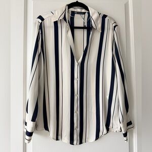 Zara Navy and White Striped Shirt